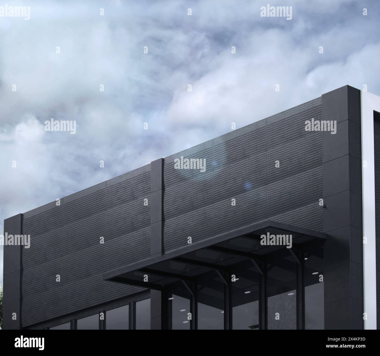 Signage Rendering Outdoor Signage Facade Wall Mockup for Logo. 3D Rendering Stock Photo ...