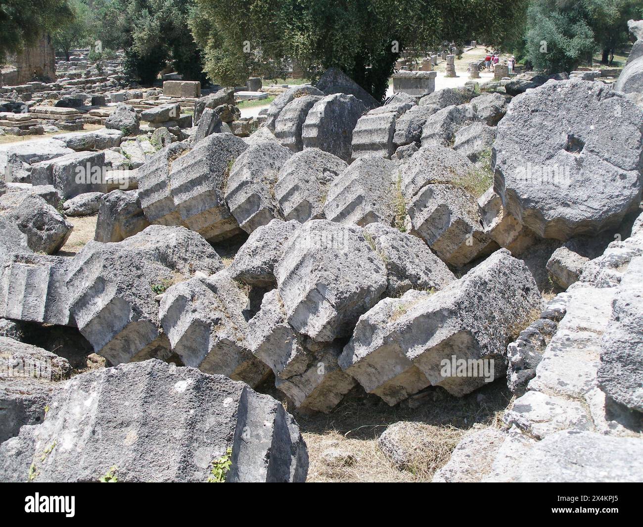 the remains of the stone columns at the ancient temple of zeus