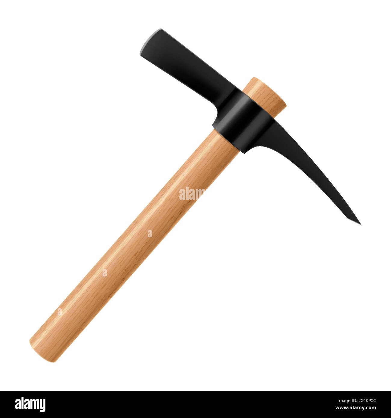 Pickaxe hammer isolated on white background. Rock hammer tool. Hand percussion tool for master stonemasons, builders, sculptors for processing various Stock Vector