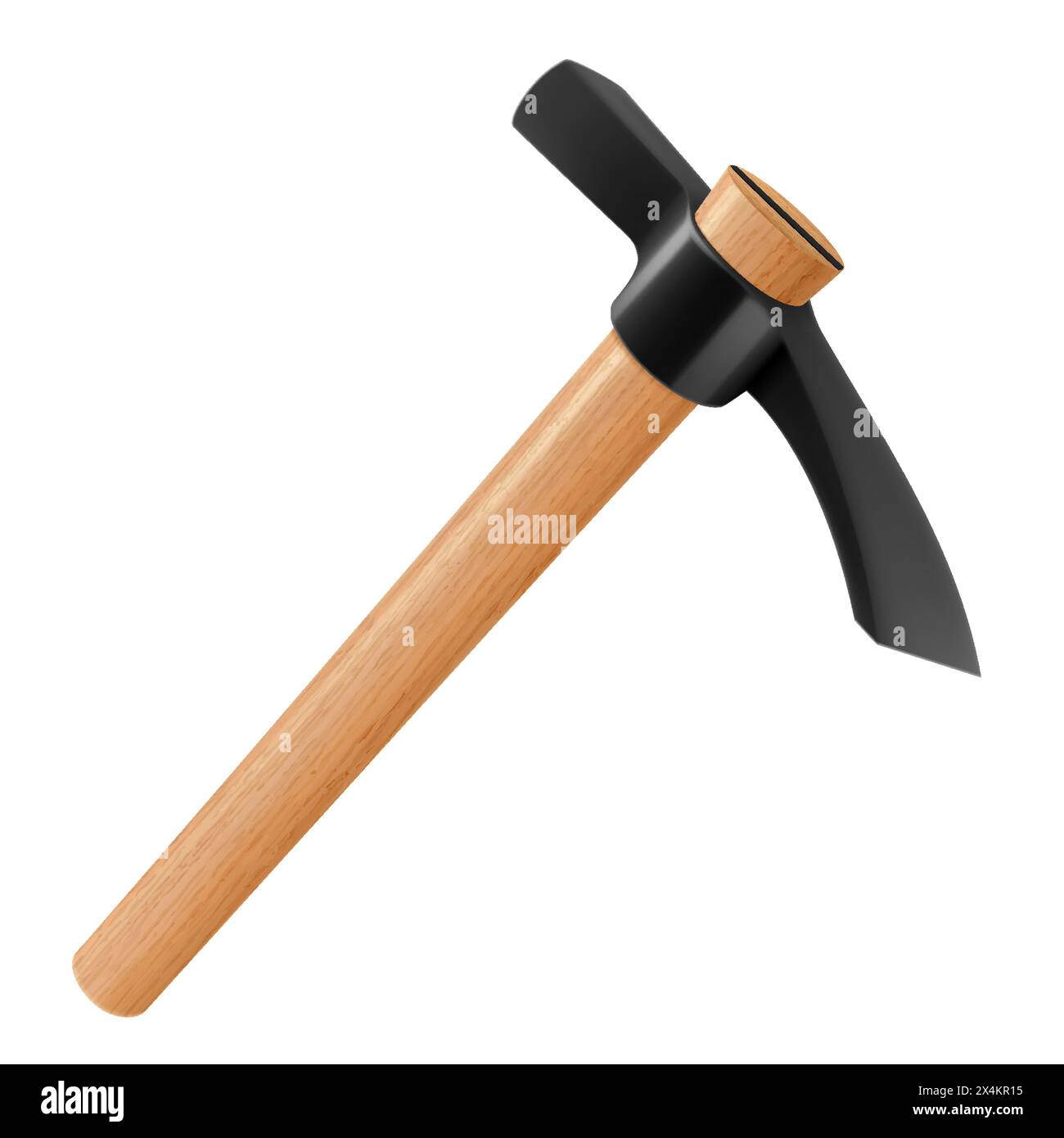 Pickaxe hammer isolated on white background. Rock hammer tool. Hand percussion tool for master stonemasons, builders, sculptors for processing various Stock Vector