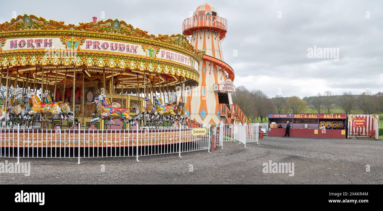 Traditional Carousel Fun fare ride at the Beamish Museum, County Durham, England Stock Photo