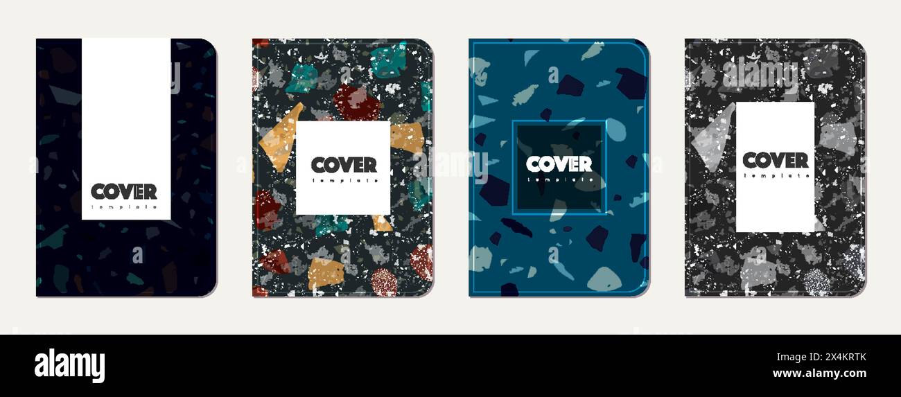 Note book cover design. Terrazzo abstract background made of natural ...