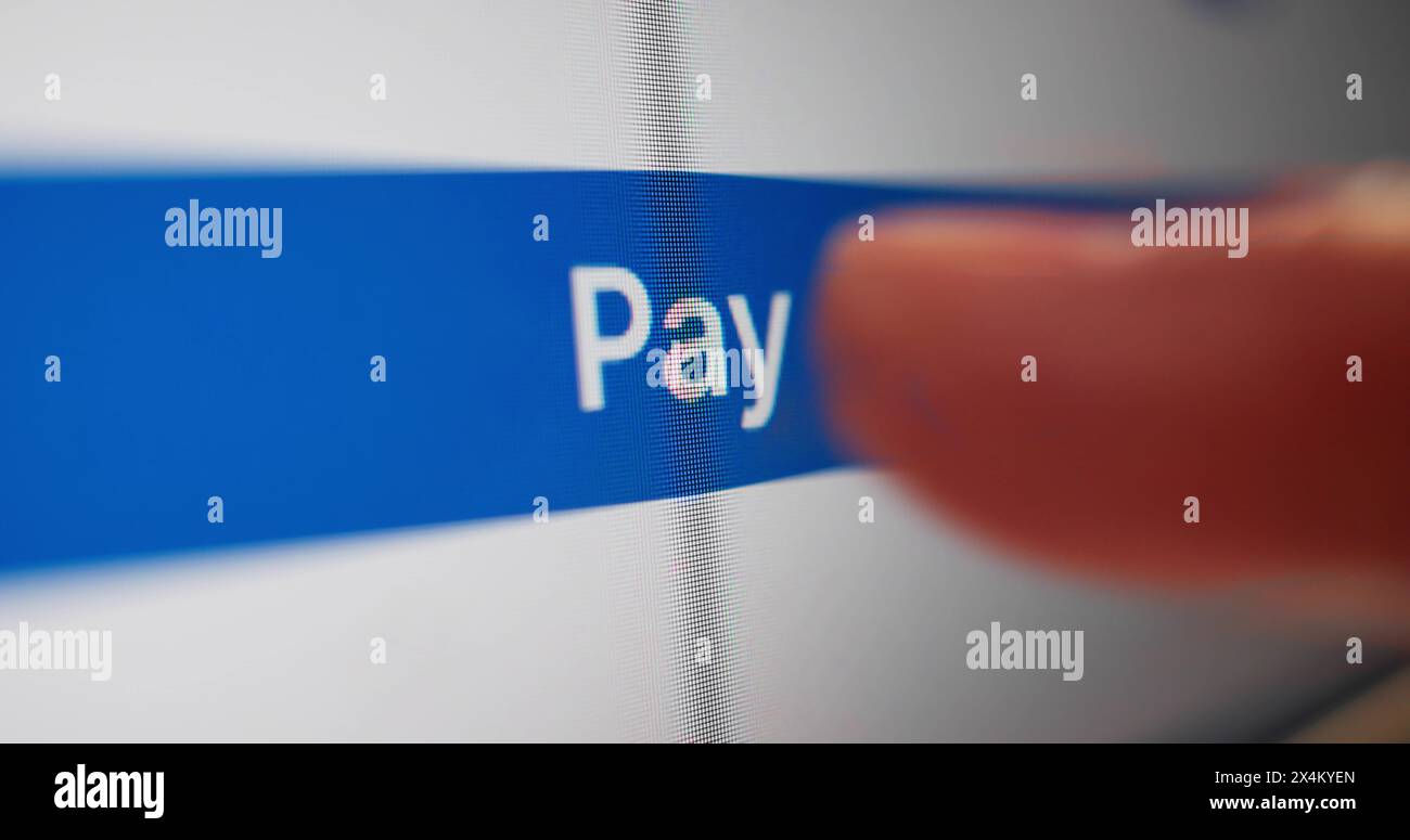 Businessman Pressing Done Button On Touchscreen Interface Stock Photo