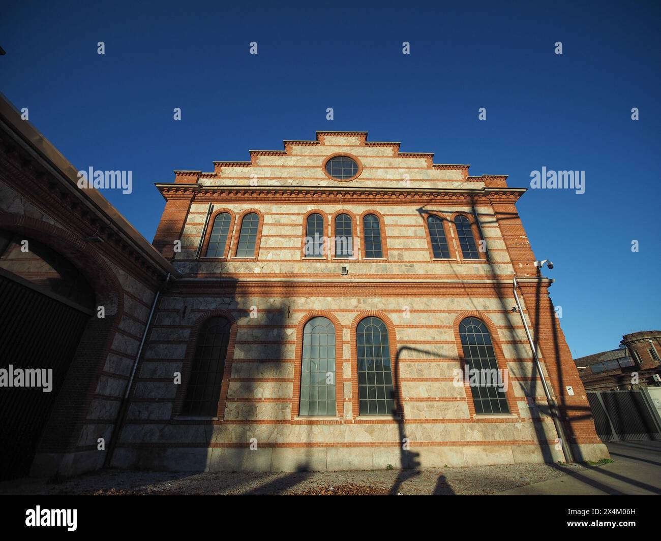 OGR Officine Grandi Riparazioni translation train repair shop once used by national rails to repair locomotives in Turin, Italy Stock Photo