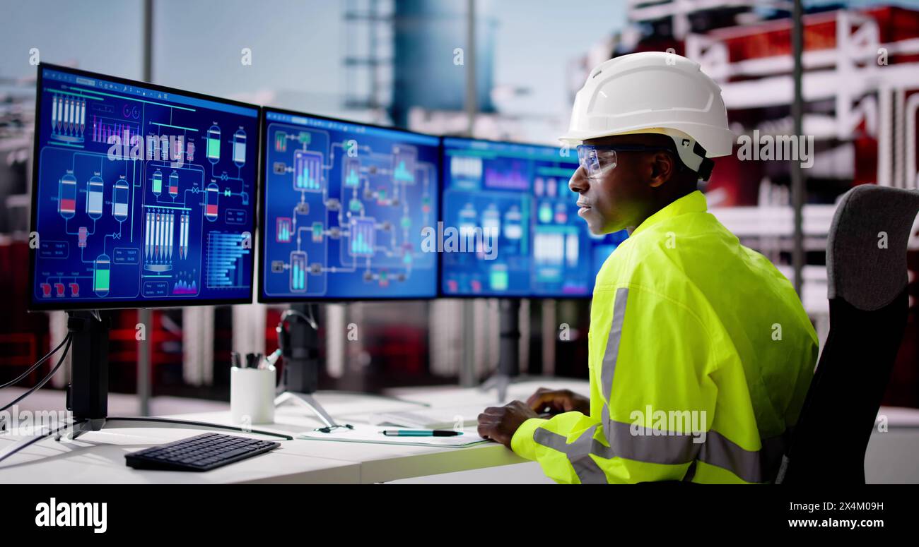 Industrial Data Automation System On Computer. Engineer Operator Stock ...