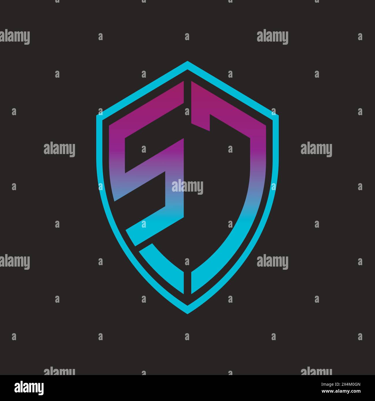SJ letter logo in shield shape, vector design symbol template Stock Vector