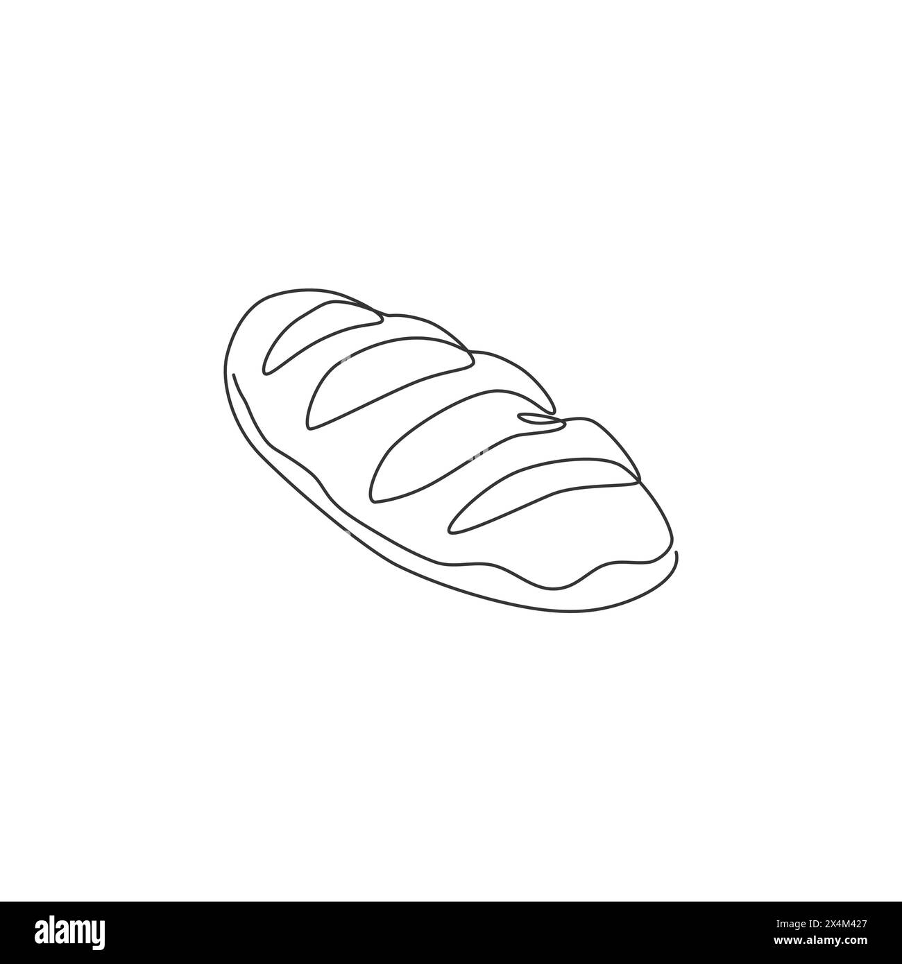 One continuous line drawing of fresh delicious French long thin loaf
