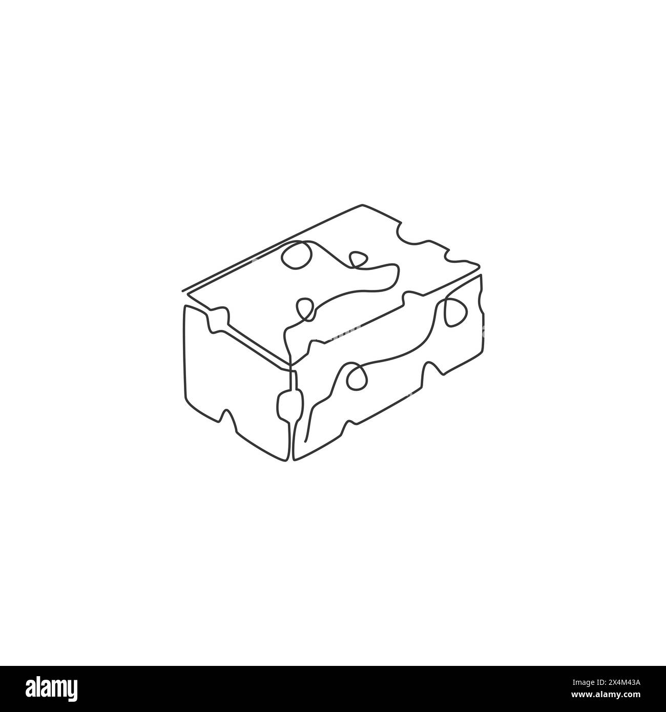 One continuous line drawing of fresh delicious Italian holed cheese