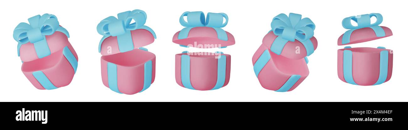 3d gift boxes set with ribbon bow isolated on a white background. 3d ...