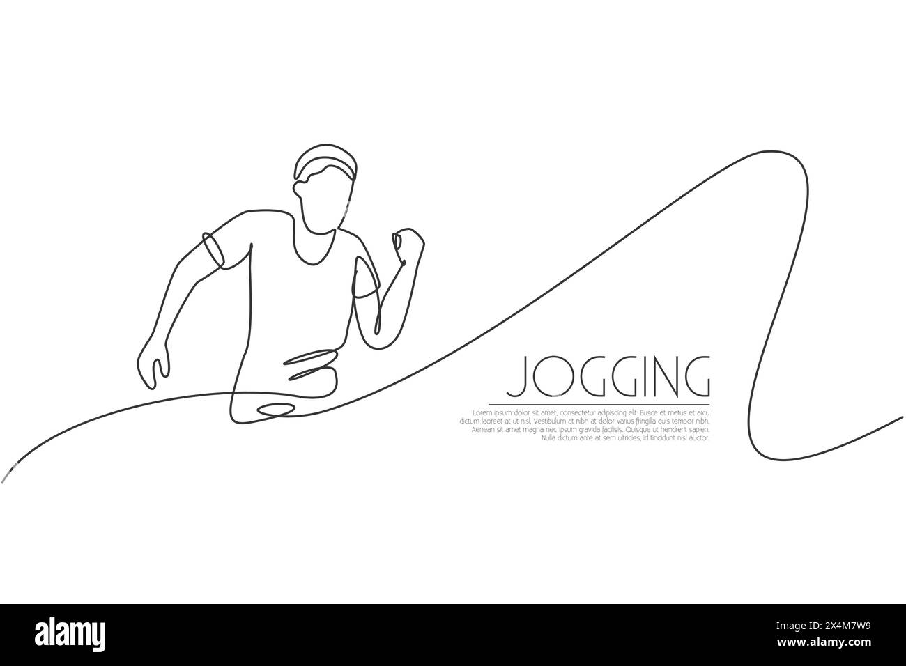 One continuous line drawing of young man athlete runner practicing run ...
