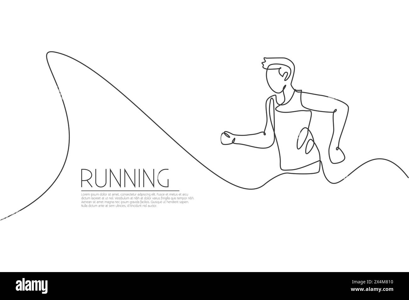 One single line drawing of young energetic man runner run relax graphic ...