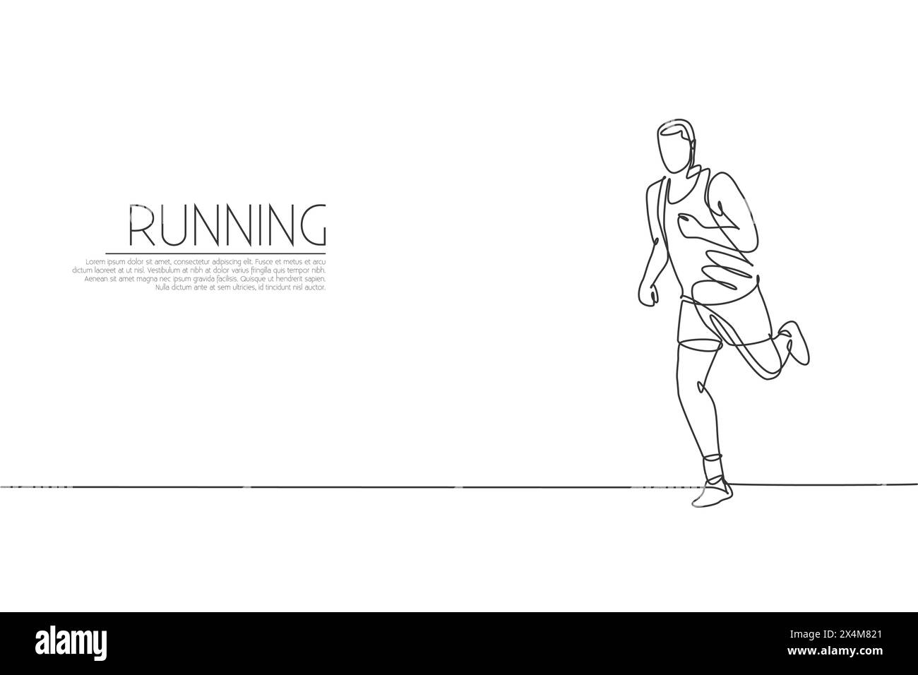 One single line drawing young energetic man runner focus run relax ...