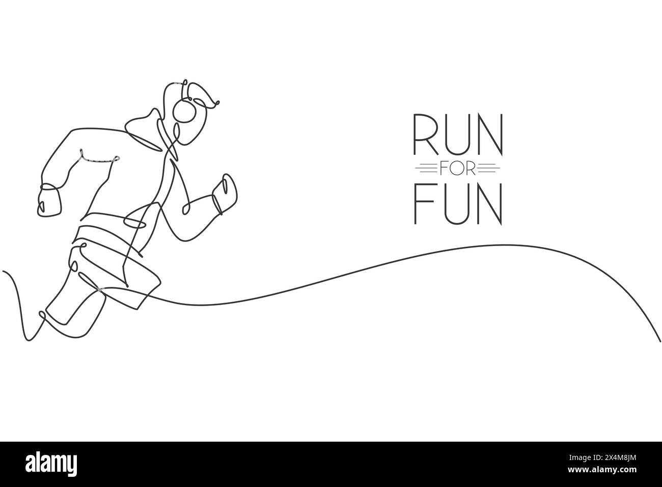 One continuous line drawing young sporty man runner focus run while ...