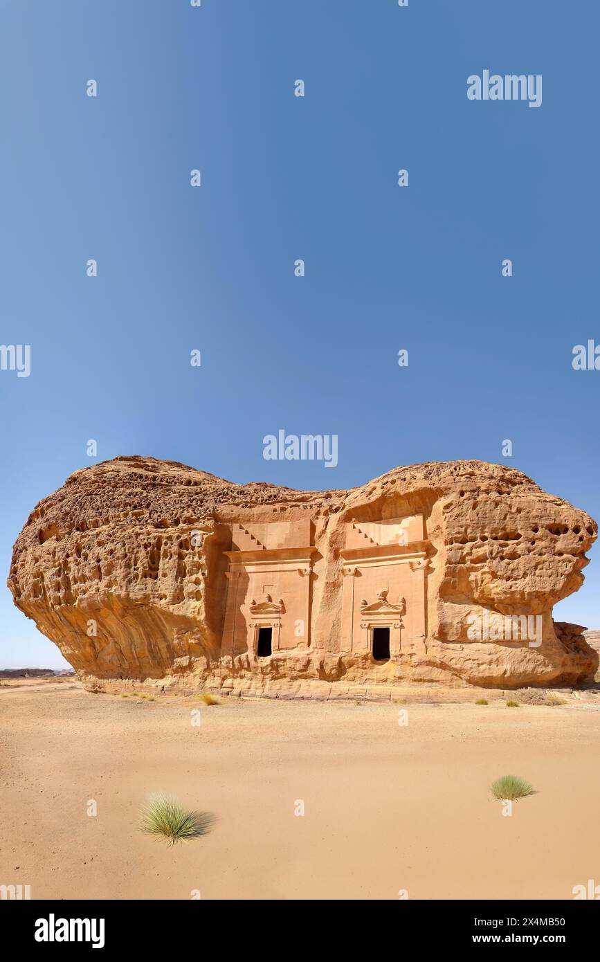 Hegra, Saudi Arabia - Hegra also known as Mada’in Salih[ is a archaeological site located in the area of Al-'Ula. A majority of the remai Stock Photo