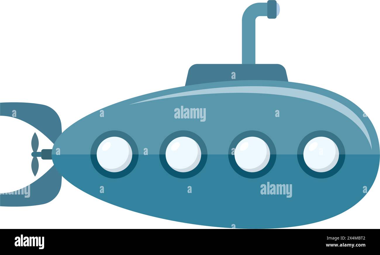 Submarine icon in flat style. Bathyscaphe vector illustration on ...