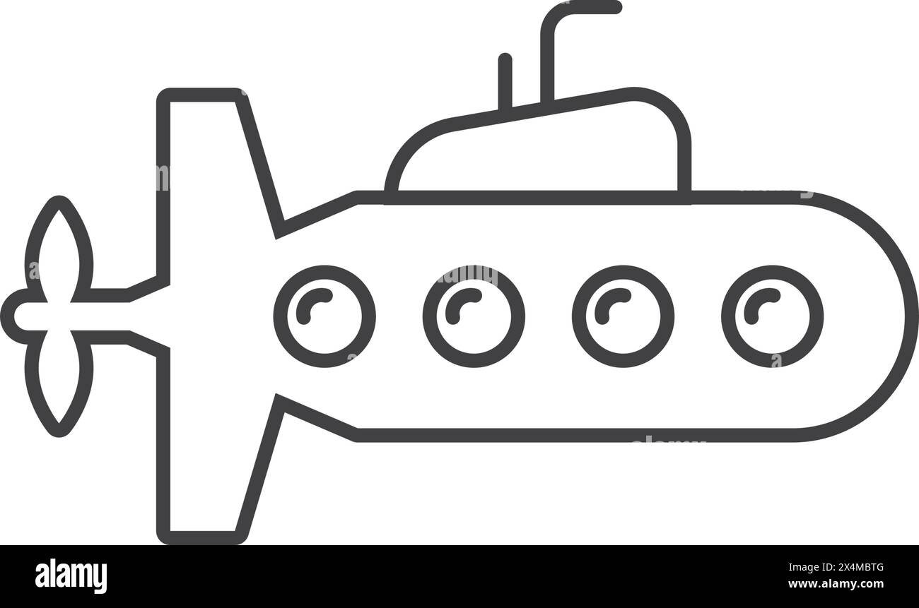 Submarine icon in flat style. Bathyscaphe vector illustration on ...