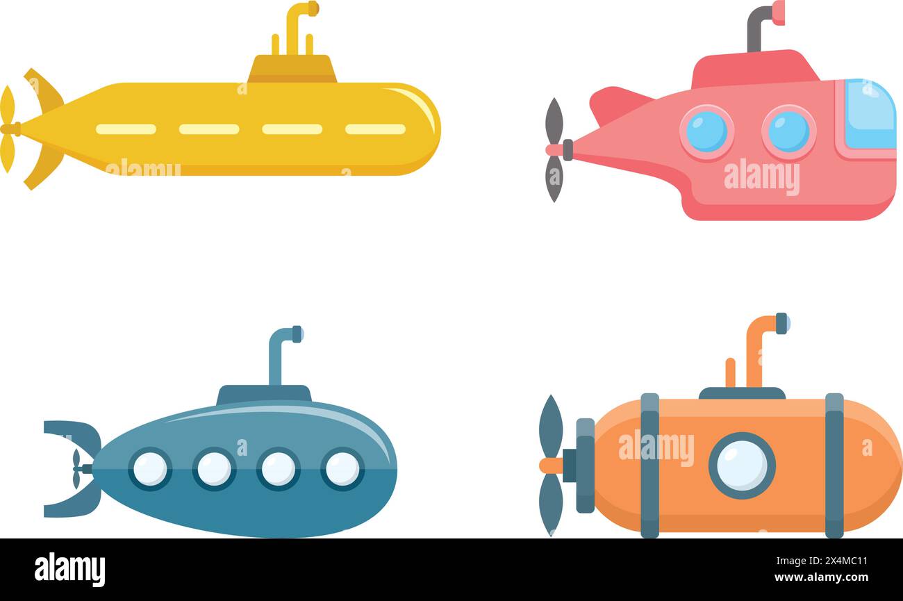 Submarine icon in flat style. Bathyscaphe vector illustration on ...