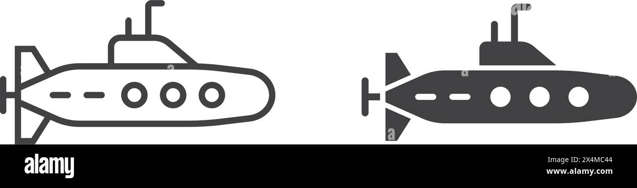Submarine icon in flat style. Bathyscaphe vector illustration on ...