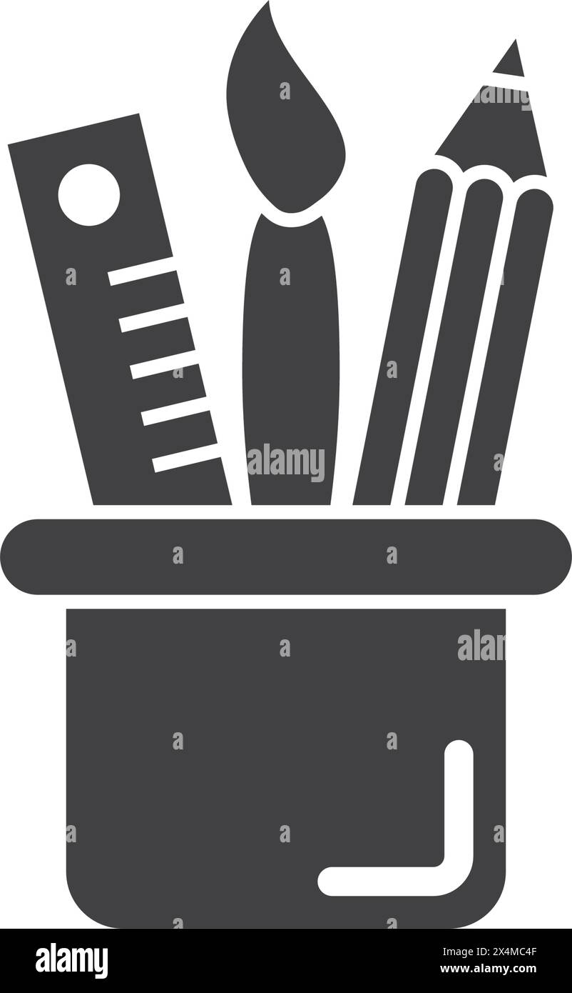 Stationery icon in flat style. Office supplies vector illustration on ...
