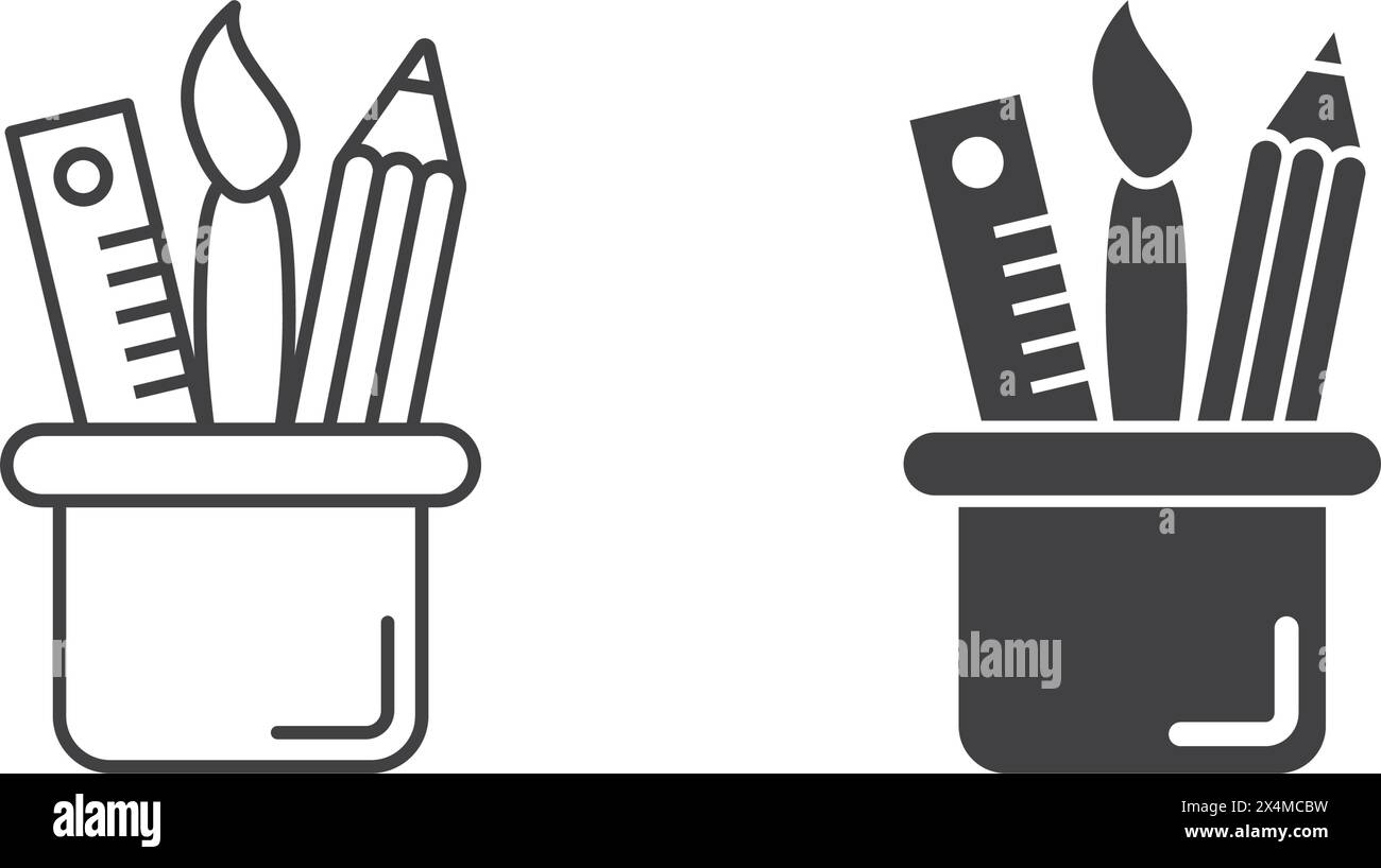 Stationery icon in flat style. Office supplies vector illustration on ...