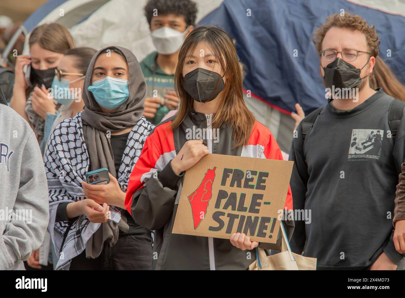 Protesters set up camp on the UCLA campus in Los Angeles, CA on April ...