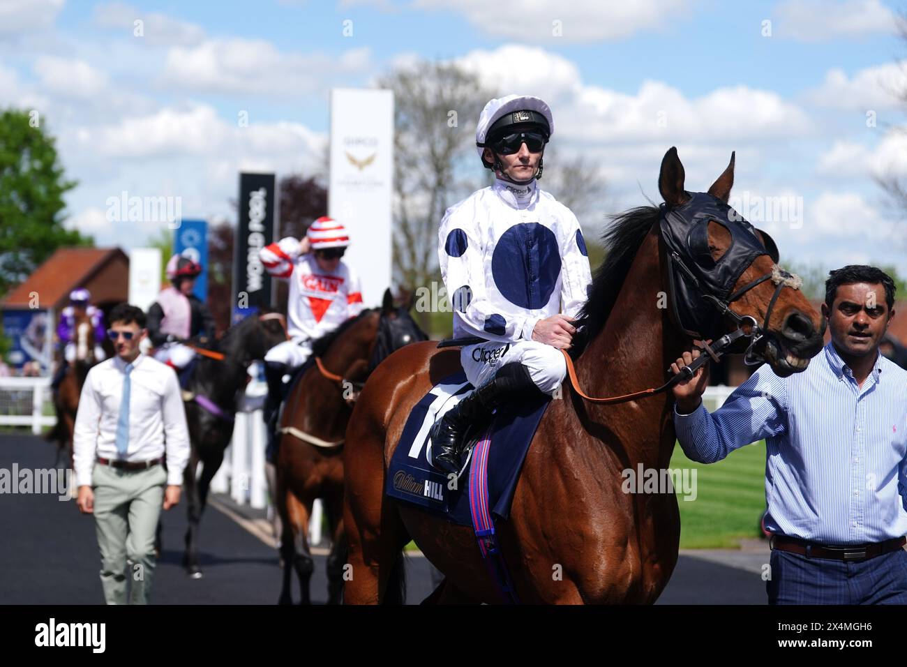 Jockey Daniel Tudhope (right) ahead of the William Hill Extra Place ...