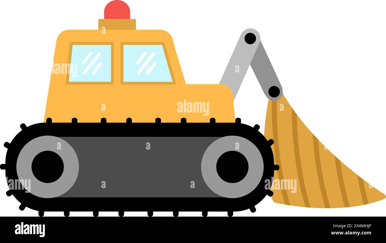 Vector Flat Bulldozer Icon. Crawler Tractor With Shovel, Scoop ...