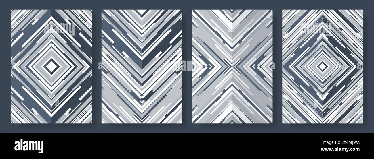 Abstract cover background vector set. Vertical banner A4 resolution. Futuristic pattern techno style design cover template collection. Vector Stock Vector