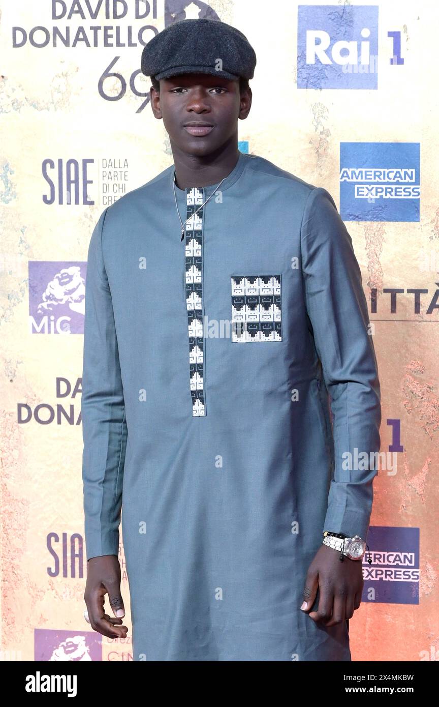 Seydou Sarr bei der 69. Verleihung der Filmpreise Premi David di Donatello 2024 in den Cinecittà Studios. Rom, 03.05.2024 Stock Photo