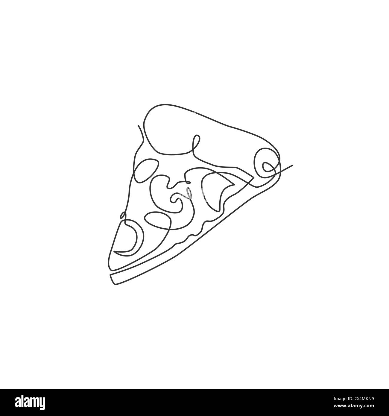 One continuous line drawing of fresh delicious Italian pizzeria restaurant logo badge. Italy fast food pizza cafe shop logotype template concept. Mode Stock Vector