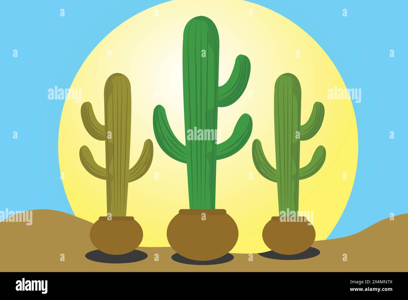 bright cacti, aloe and leaves. Collection of exotic plants. Stock Vector