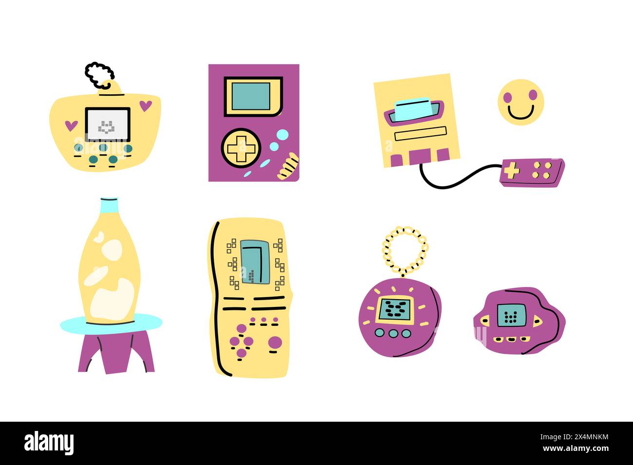 90s retro elements set or 80s, or y2k elements, retro style, game and ...