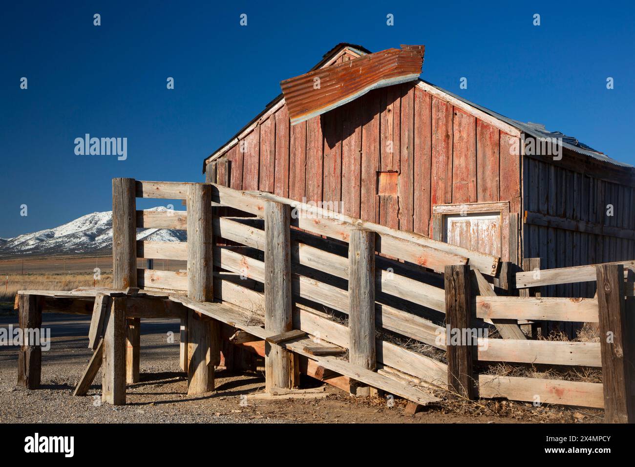 Headquarters barn, Steptoe Valley Wildlife Management Area, Nevada Stock Photo