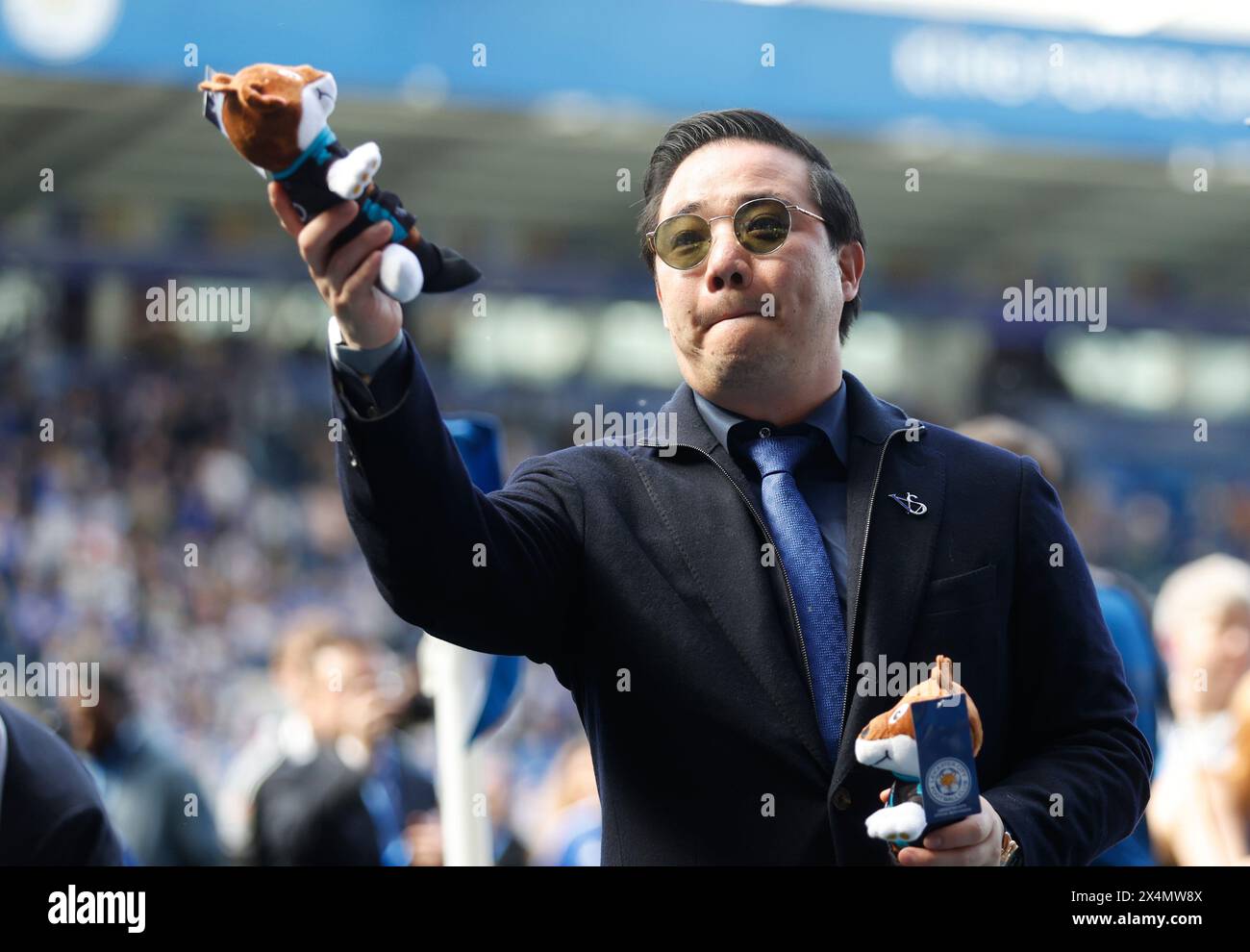 Leicester City chairman Aiyawatt Srivaddhanaprabha celebrates after the Sky Bet Championship match at the King Power Stadium, Leicester. Picture date: Saturday May 4, 2024. Stock Photo
