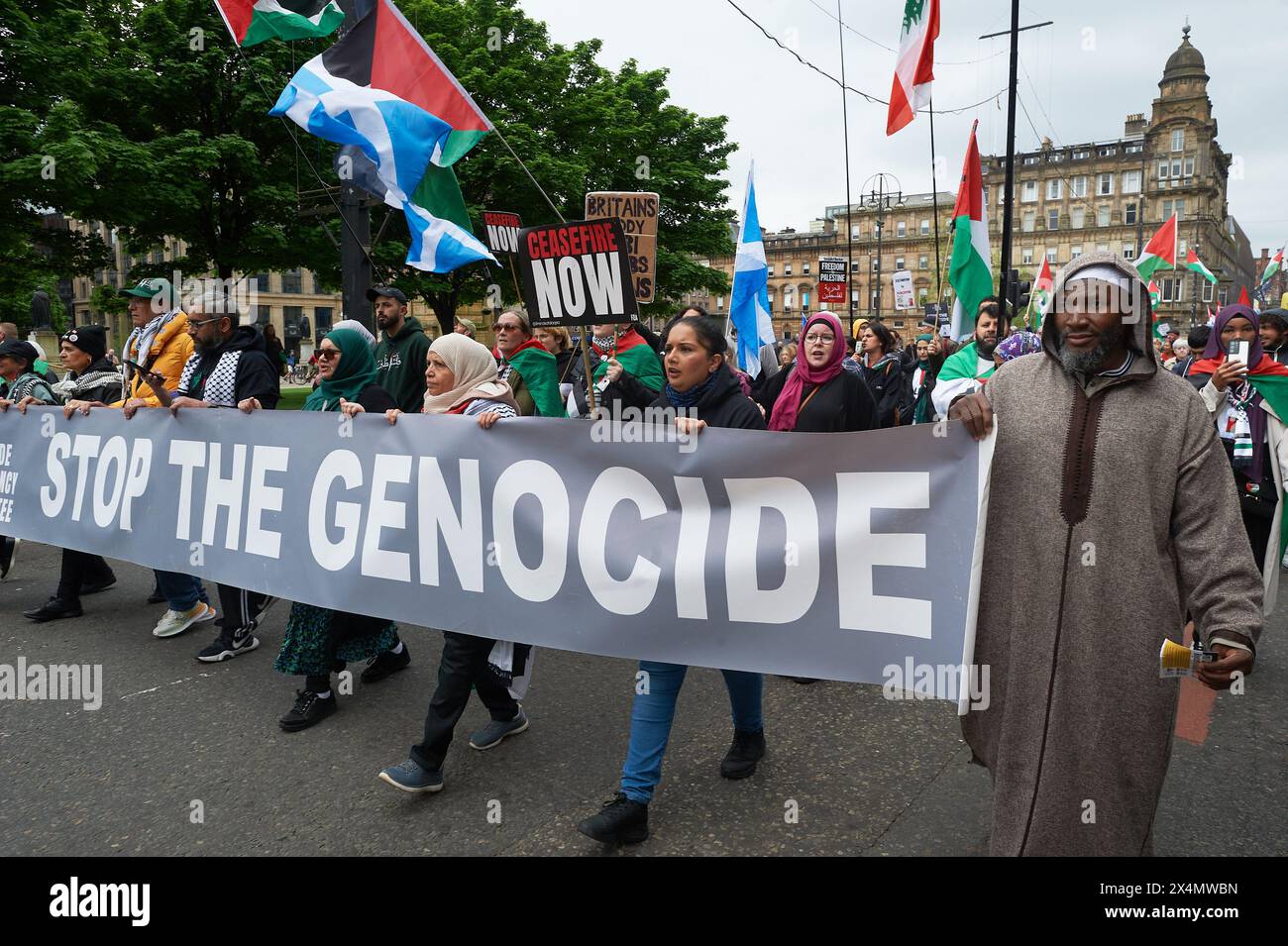 Glasgow Scotland, UK 04 May 2024. All Under One Banner March For Independence takes place through the city with a significant pro Palestine contingent. credit sst/alamy live news Stock Photo