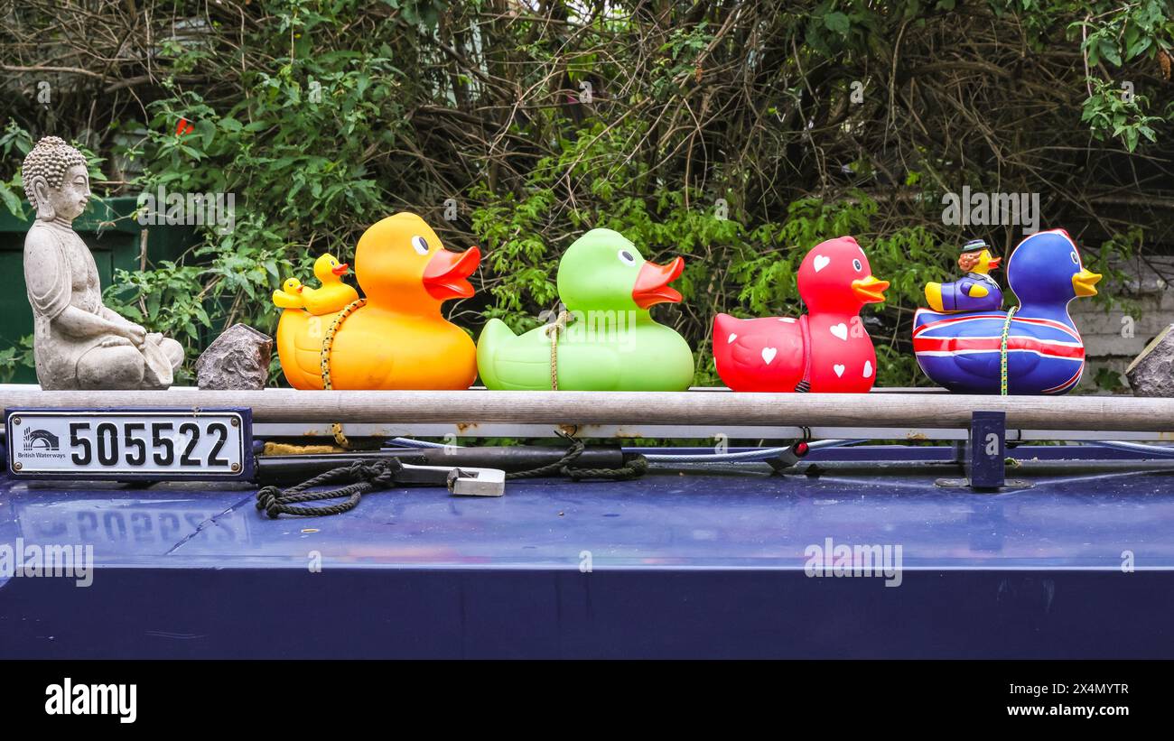 London, UK. 04th May, 2024. Ducks and a buddha on the 'Rachel'. The ...