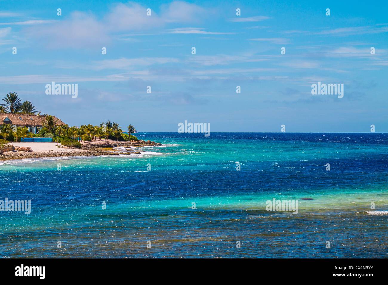 Tropical coastline lined palm trees hi-res stock photography and images ...
