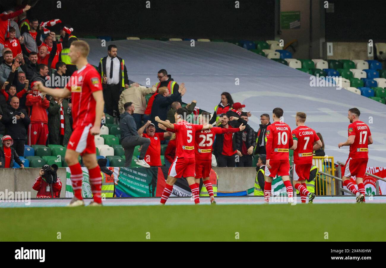 National Football Stadium at Windsor Park, Belfast, Northern Ireland, UK. 04th May 2024. Clearer