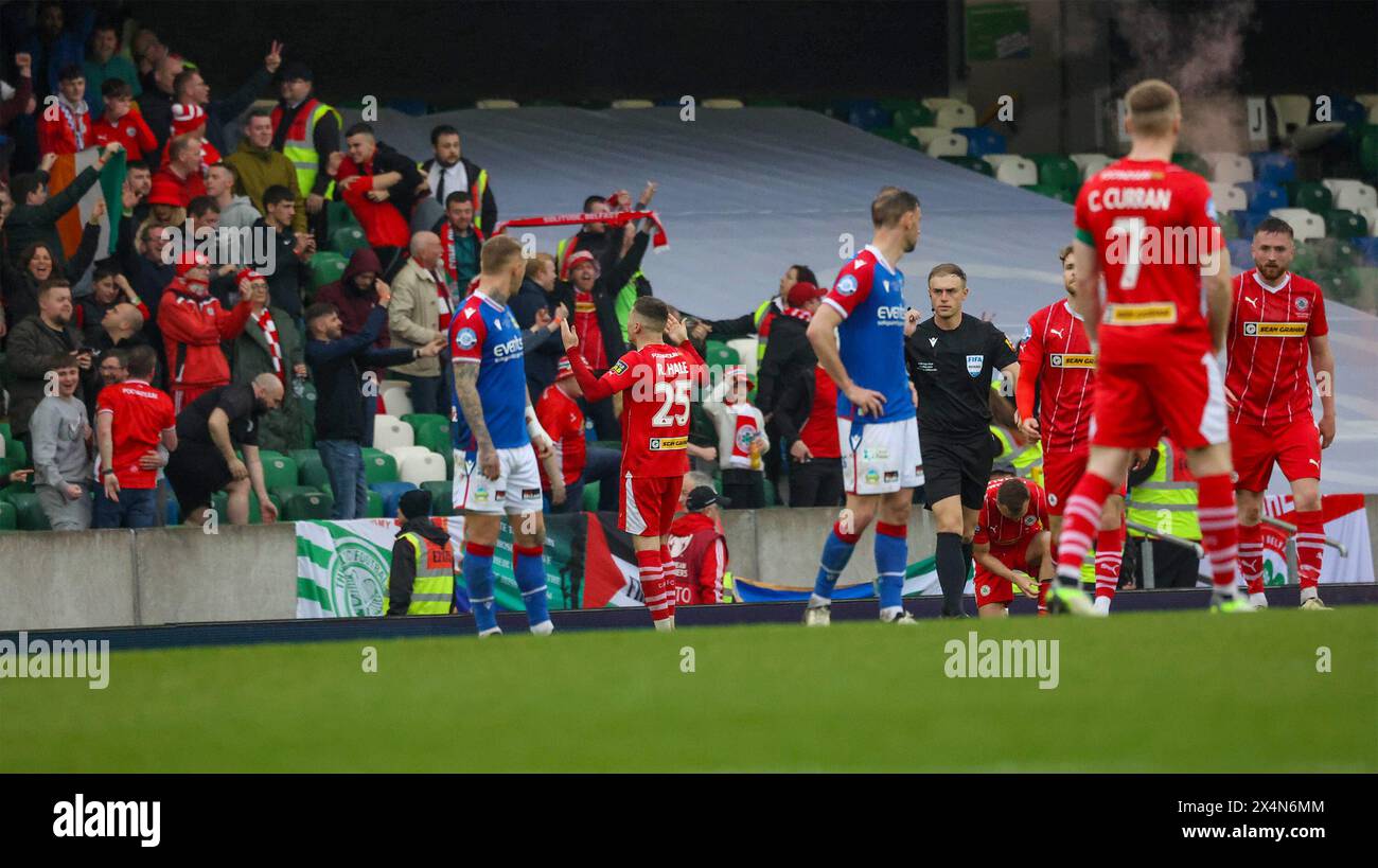National Football Stadium at Windsor Park, Belfast, Northern Ireland, UK. 04th May 2024. Clearer