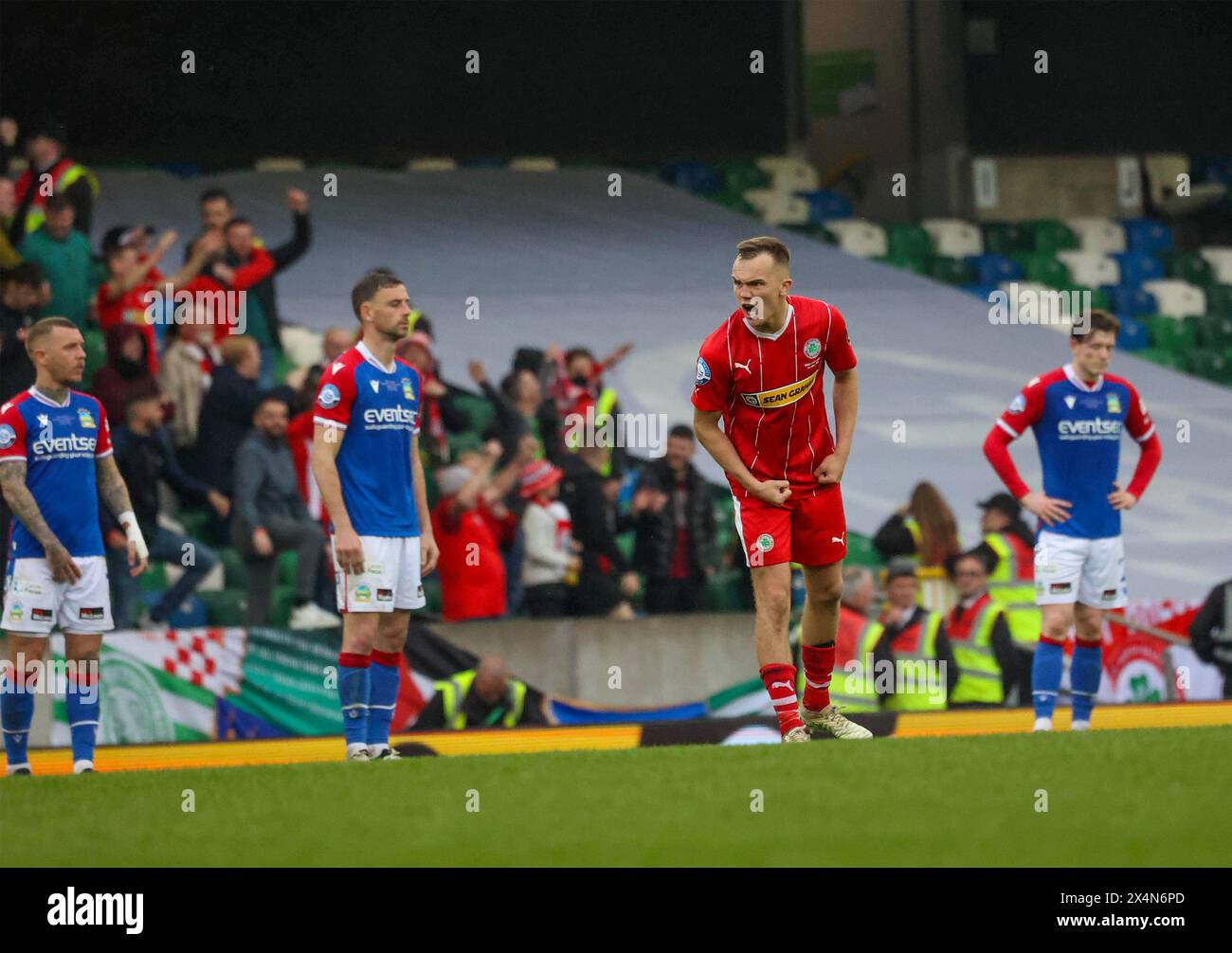 National Football Stadium at Windsor Park, Belfast, Northern Ireland, UK. 04th May 2024. Clearer