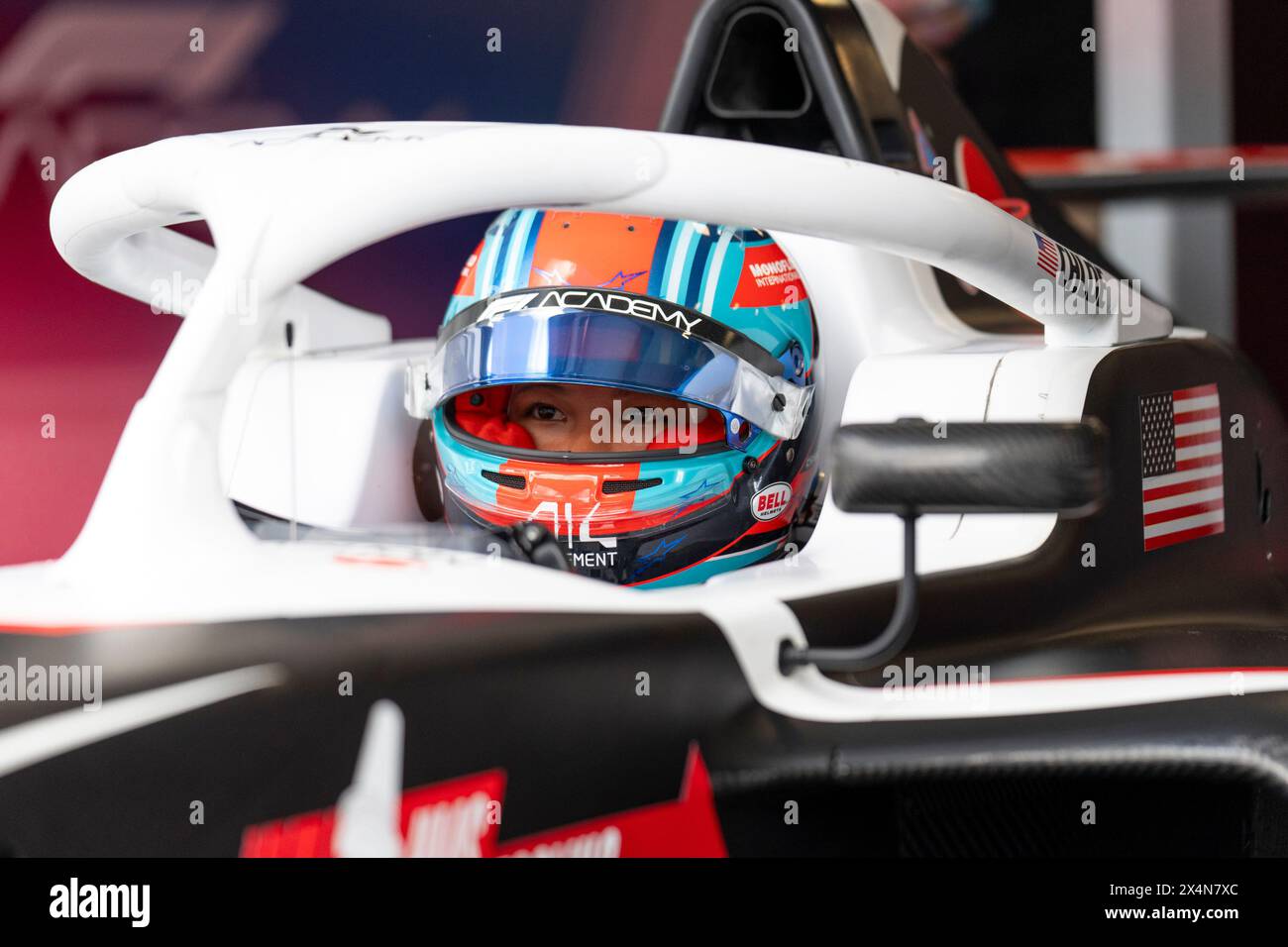 Miami Gardens, United States. 04th May, 2024. American Formula One Academy driver Chloe Chambers of Campos Racing prepares for qualifying during the Formula One Miami Grand Prix at the Miami International Autodrome in Miami Gardens, Florida on Saturday, May 4, 2024 Photo by Greg Nash/UPI Credit: UPI/Alamy Live News Stock Photo