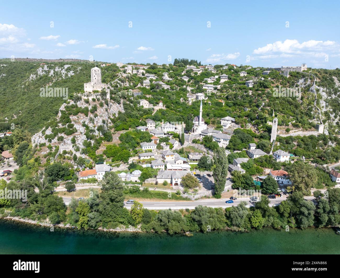 Aerial view of the skyline of Pocitelj in Bosnia Herzegovina. Stock Photo
