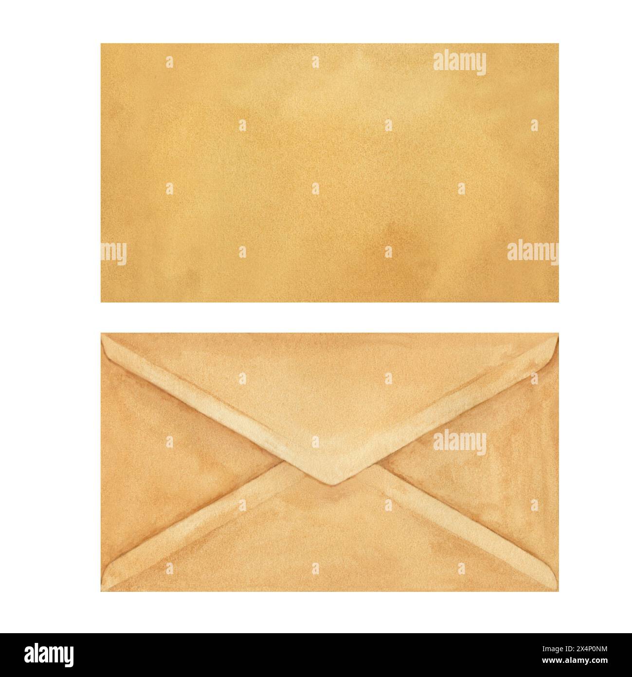 Old mailing empty envelope made of beige parchment paper from a vintage