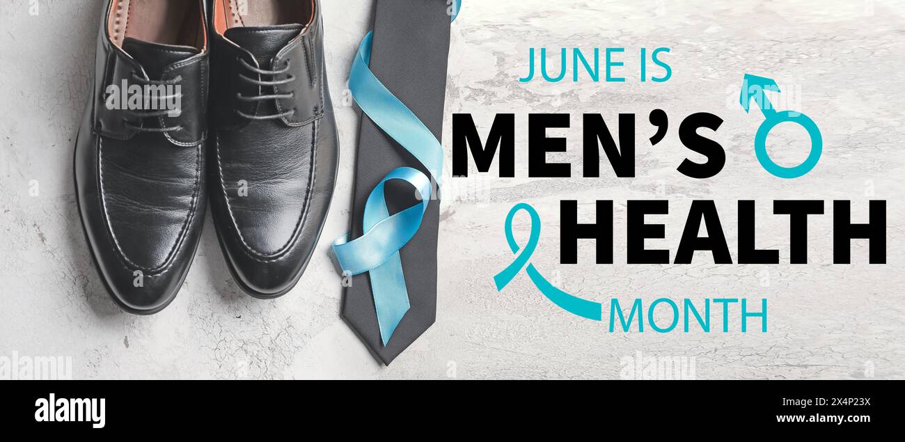 Banner for Men's Health Month with male shoes, necktie and awareness ...