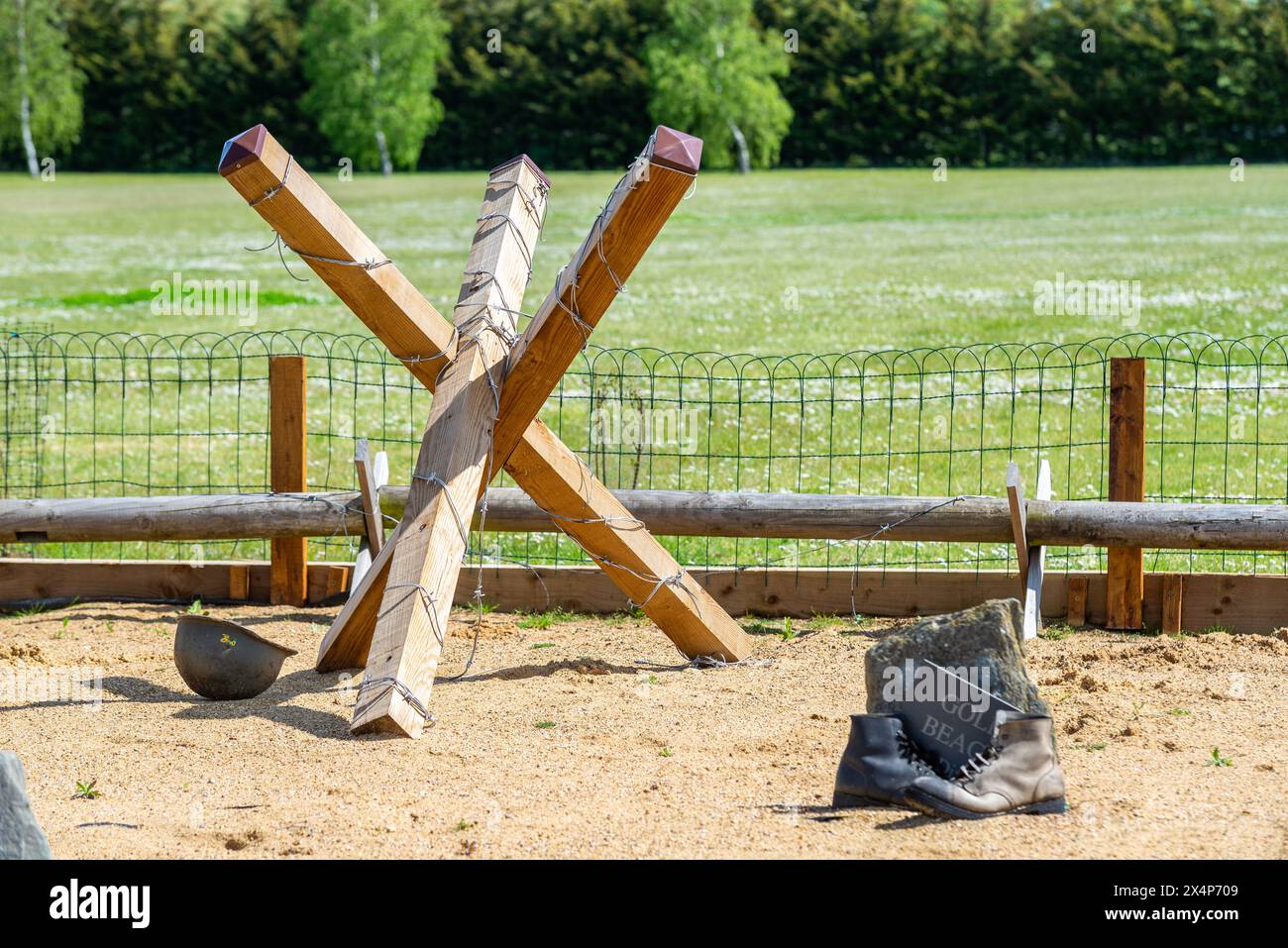 D-Day Second World War memorial at the Living Memorial site of Whitehouse Farm, Rettendon, Essex, UK. Stock Photo