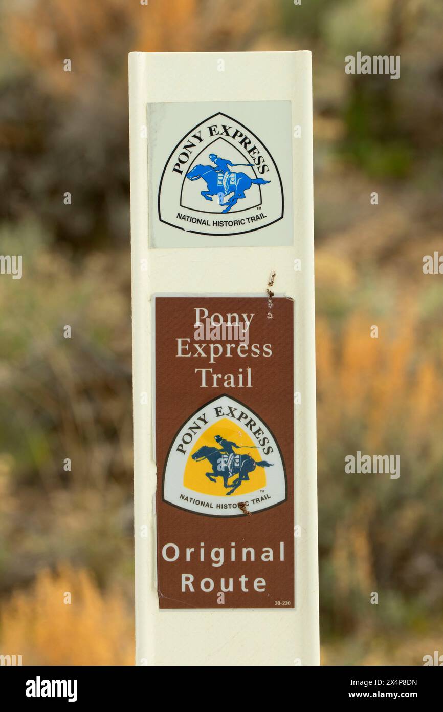 Trail marker, Pony Express National Back Country Byway, Pony Express