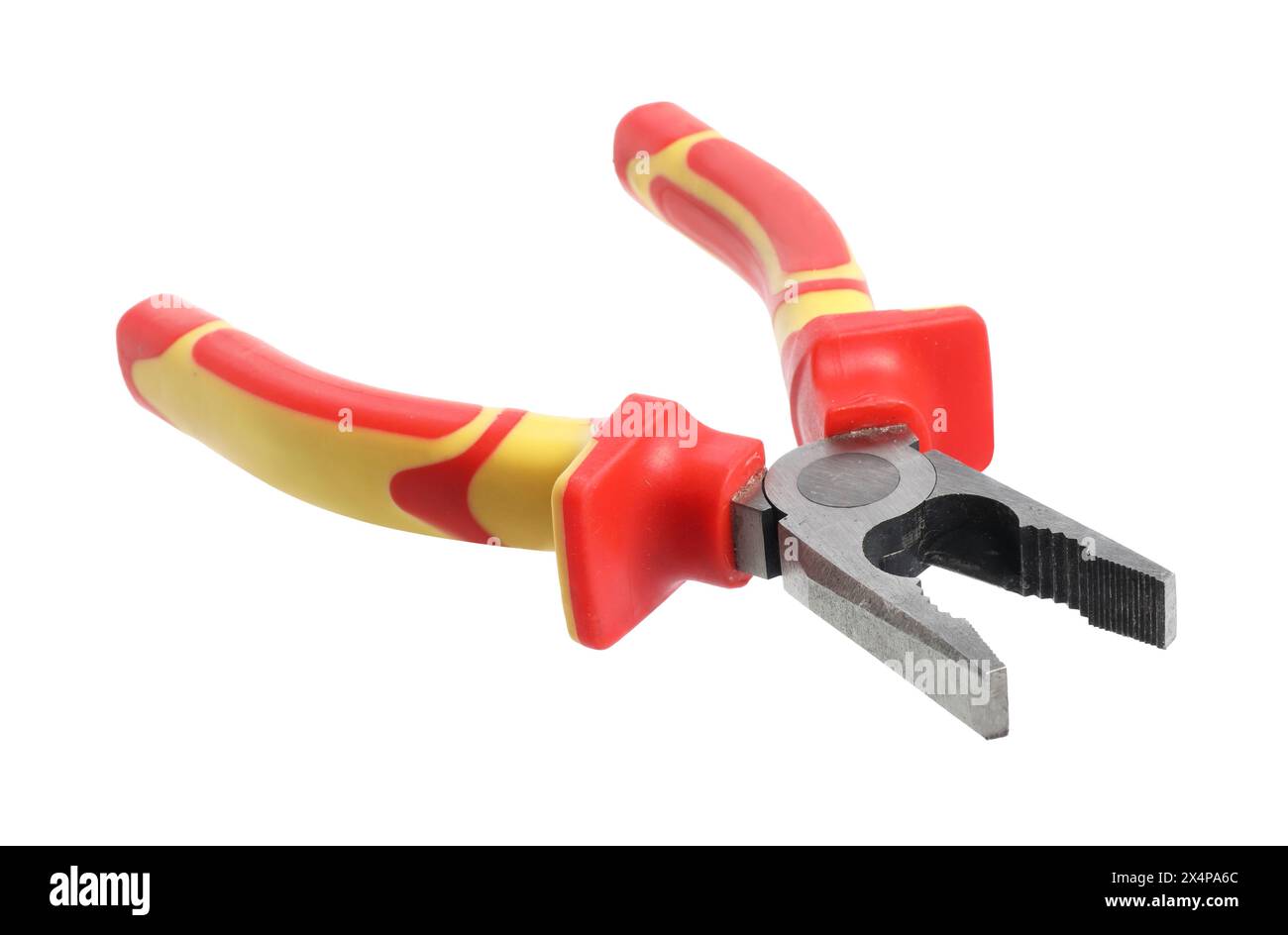 New combination pliers isolated on white. Construction tool Stock Photo
