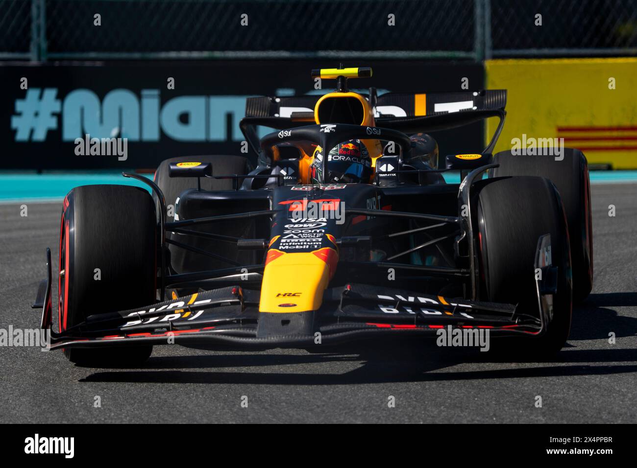 Miami Gardens, United States. 04th May, 2024. Mexican Formula One driver Sergio Pérez of Red Bull Racing participates in qualifying during the Formula One Miami Grand Prix at the Miami International Autodrome in Miami Gardens, Florida on Saturday, May 4, 2024 Photo by Greg Nash/UPI Credit: UPI/Alamy Live News Stock Photo