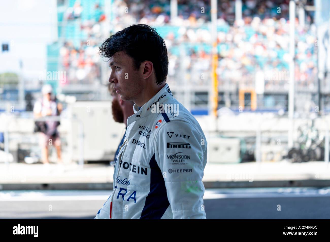 Miami Gardens, United States. 04th May, 2024. Thai Formula One driver Alex Albon of Williams Racing is seen following qualifying during the Formula One Miami Grand Prix at the Miami International Autodrome in Miami Gardens, Florida on Saturday, May 4, 2024 Photo by Greg Nash/UPI. Credit: UPI/Alamy Live News Stock Photo