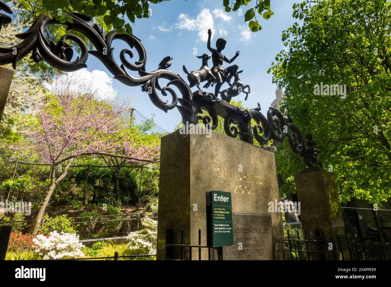 The Lehman Gates are a Bronze Sculptural Landmark at the Children's Zoo in Central Park, New York City, USA  2024 Stock Photo